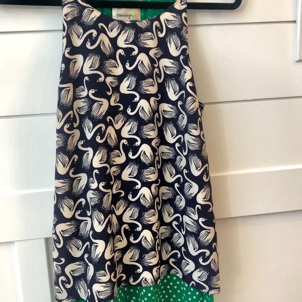 Layered tank with swan print